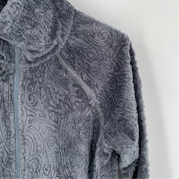 Soybu full zip jacket sweatshirt patterned fleece blue-grey size large - Picture 2 of 8